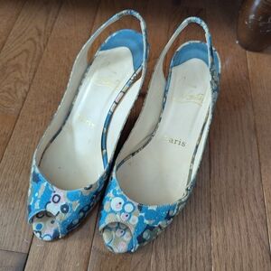 Christian Louboutin Blue Floral Women's Shoes
